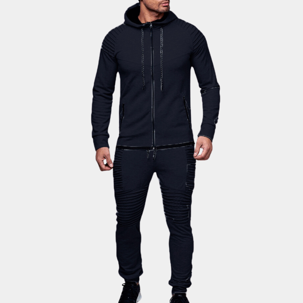 Street-Wave Men's Cotton Blend Training Set Hoodie Zip Joggers Olive Green