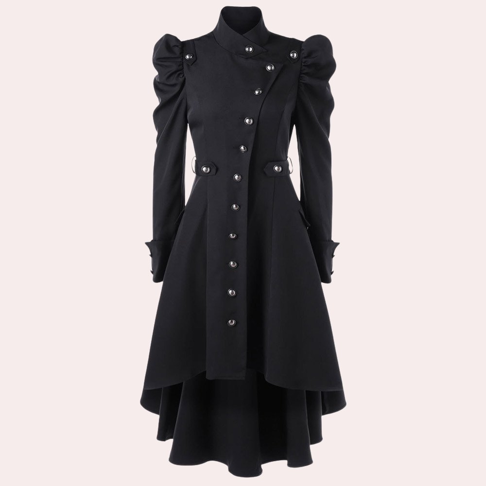 Streetwave Long Womens Coat With Puff Sleeves And Button Details For Women Elegant Chic Outerwear