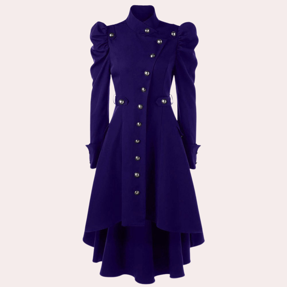 Streetwave Long Womens Coat With Puff Sleeves And Button Details For Women Elegant Chic Outerwear