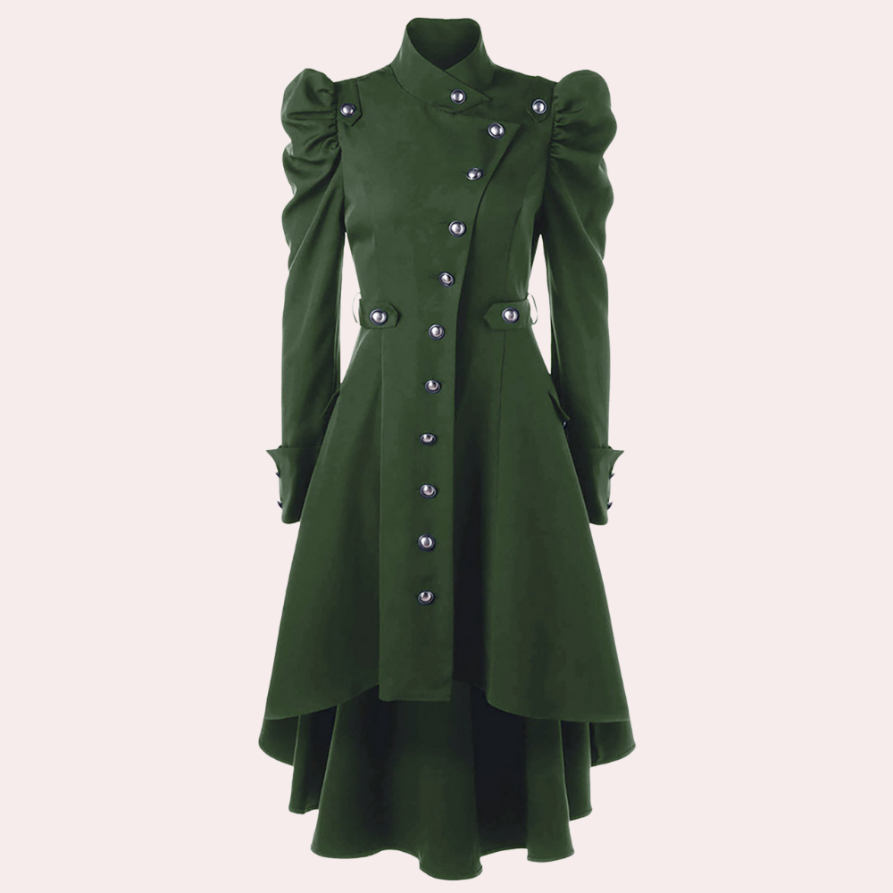 Streetwave Long Womens Coat With Puff Sleeves And Button Details For Women Elegant Chic Outerwear