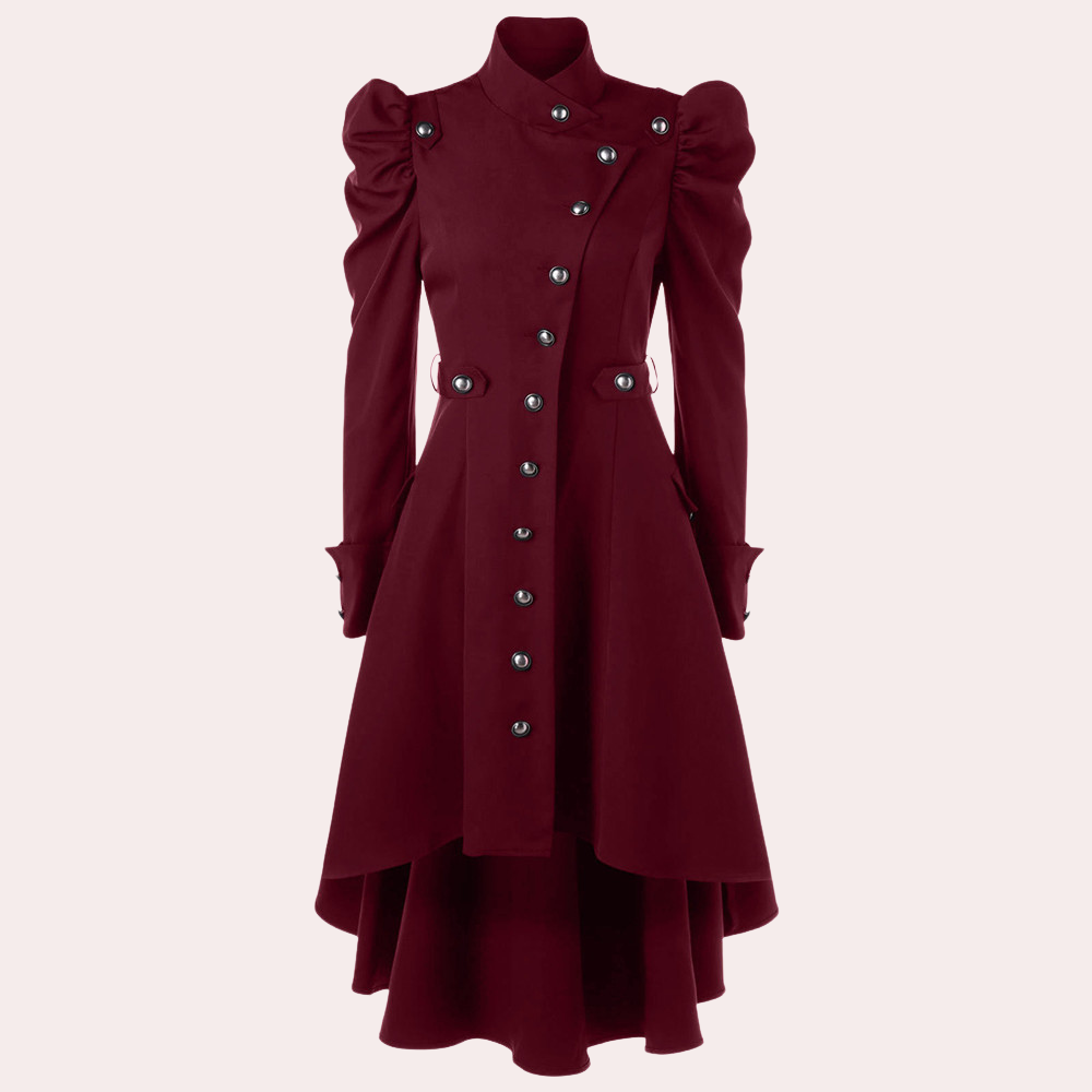 Streetwave Long Womens Coat With Puff Sleeves And Button Details For Women Elegant Chic Outerwear