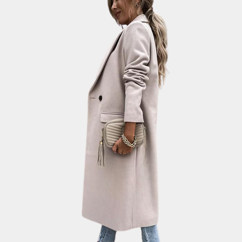 Street Wave Jasia Long Wool Coat For Women Elegant Double Breasted Warm Autumn Winter Outerwear