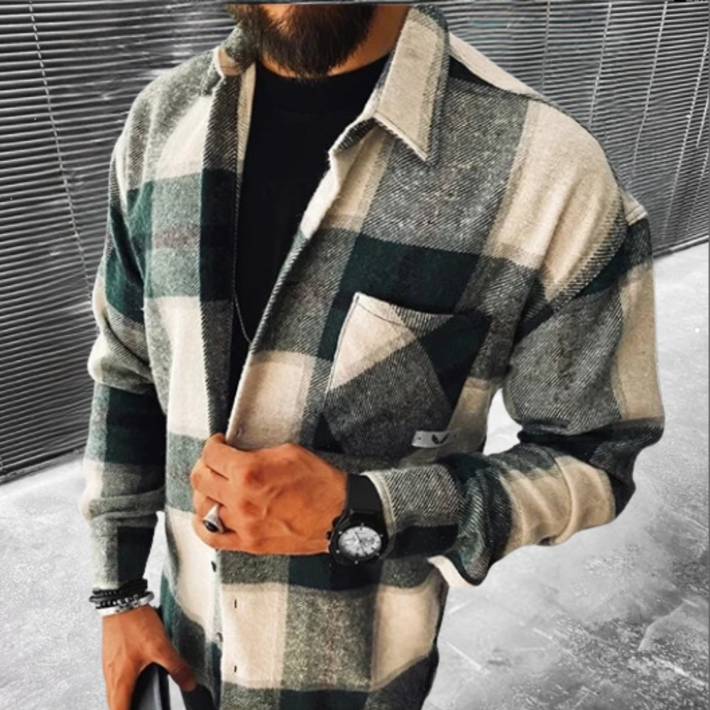 Street Wave Mens Flannel Shirt Warm Comfort Classic Checked Long Sleeve