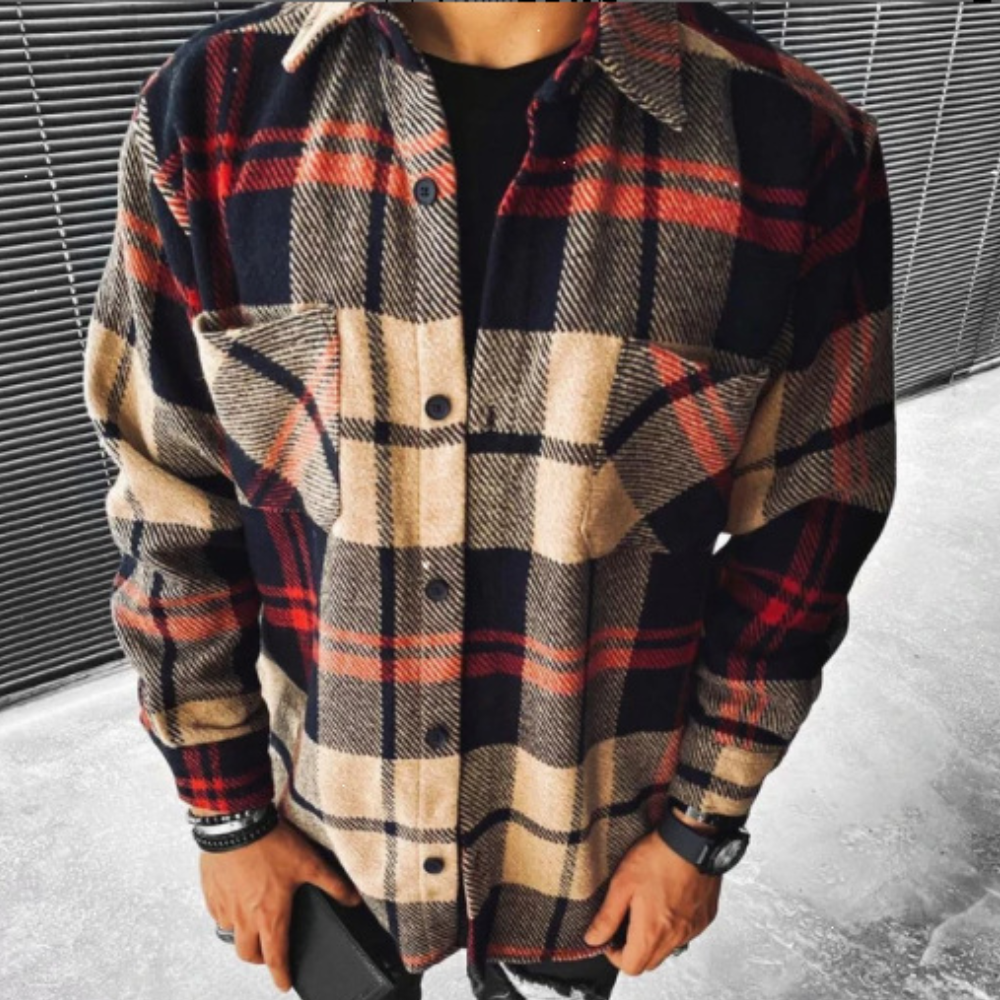 Street Wave Mens Flannel Shirt Warm Comfort Classic Checked Long Sleeve