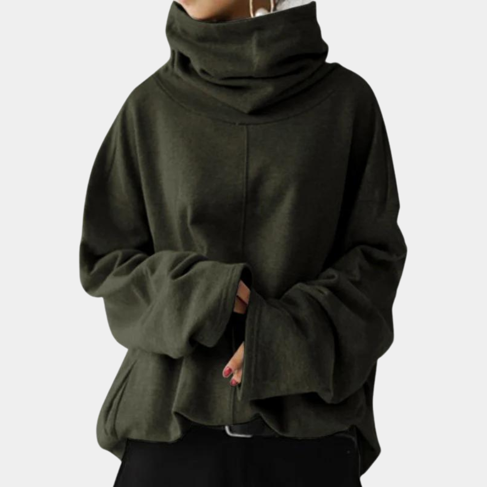 Street-wave Womens Turtleneck Pullover Cozy Winter Knit Top With Relaxed Fit Street Style