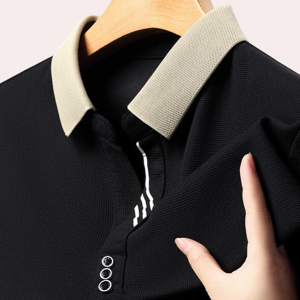 Street Wave Men's Knit Polo Shirt With Contrast Collar Slim Fit All Day Comfort