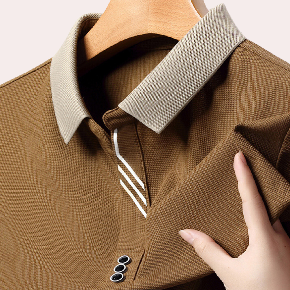 Street Wave Men's Knit Polo Shirt With Contrast Collar Slim Fit All Day Comfort