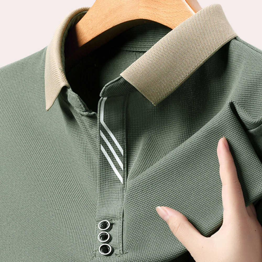 Street Wave Men's Knit Polo Shirt With Contrast Collar Slim Fit All Day Comfort