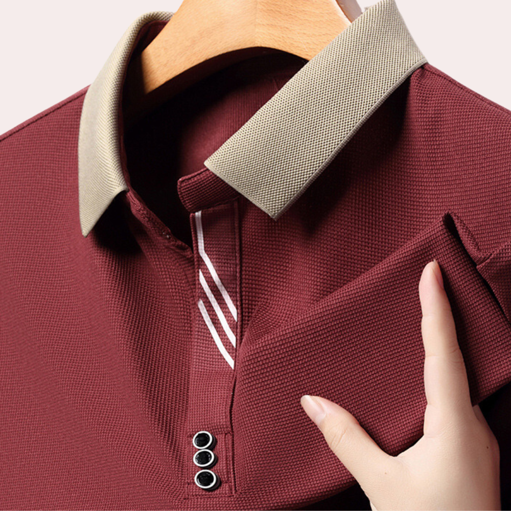 Street Wave Men's Knit Polo Shirt With Contrast Collar Slim Fit All Day Comfort