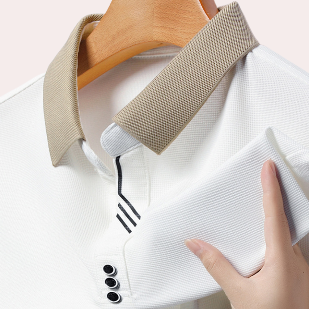 Street Wave Men's Knit Polo Shirt With Contrast Collar Slim Fit All Day Comfort