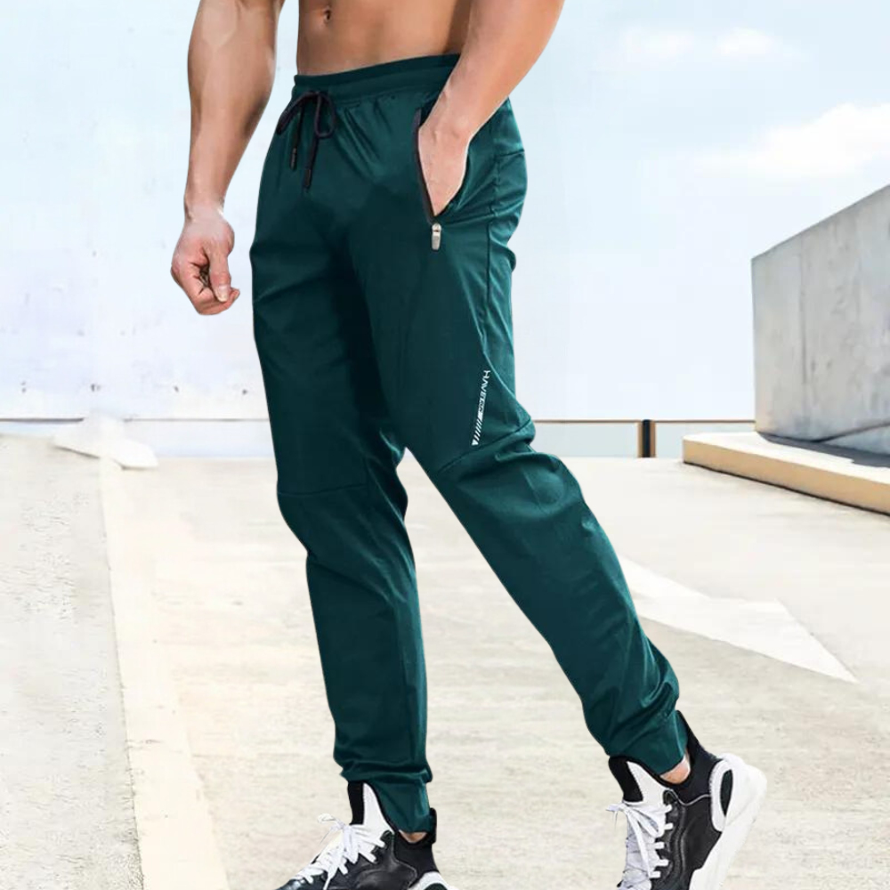 Street-Wave Men Slim Fit Jogging Pants With Elastic Waist Zipper Pockets
