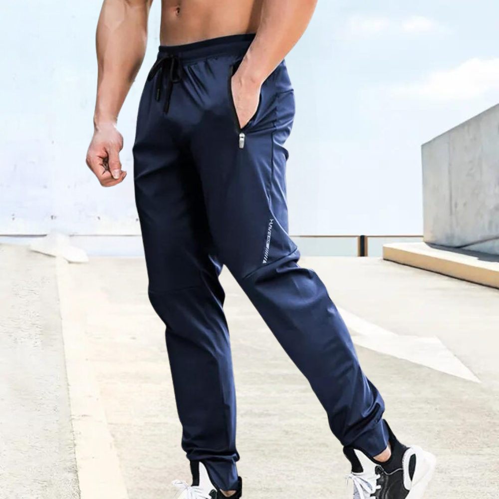 Street-Wave Men Slim Fit Jogging Pants With Elastic Waist Zipper Pockets
