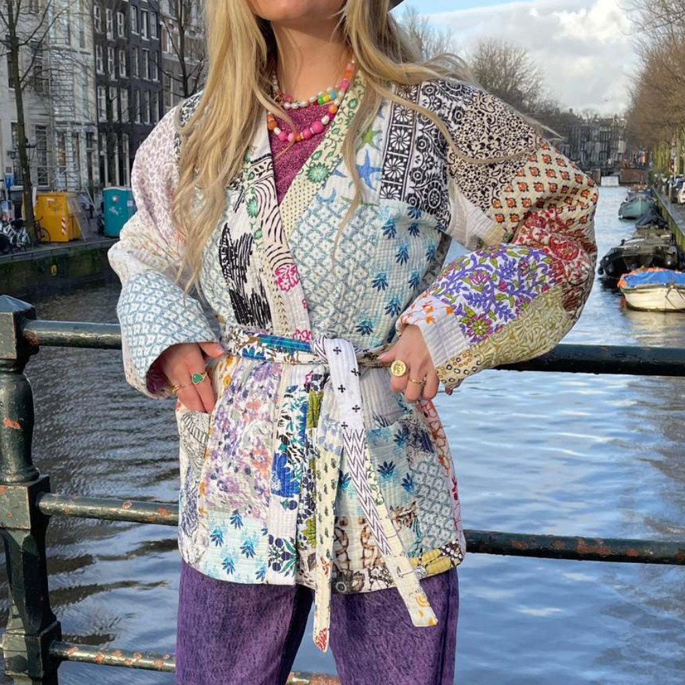 Street Wave Patchwork Colorful Womens Jacket Trendy Bold Autumn Outerwear For Her