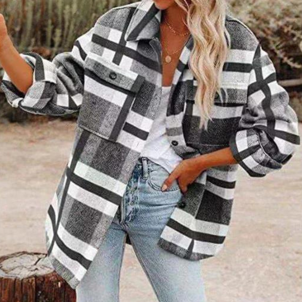 Street-wave Plaid Cozy Jacket For Women Warm Soft Comfortable Everyday Autumn Essential
