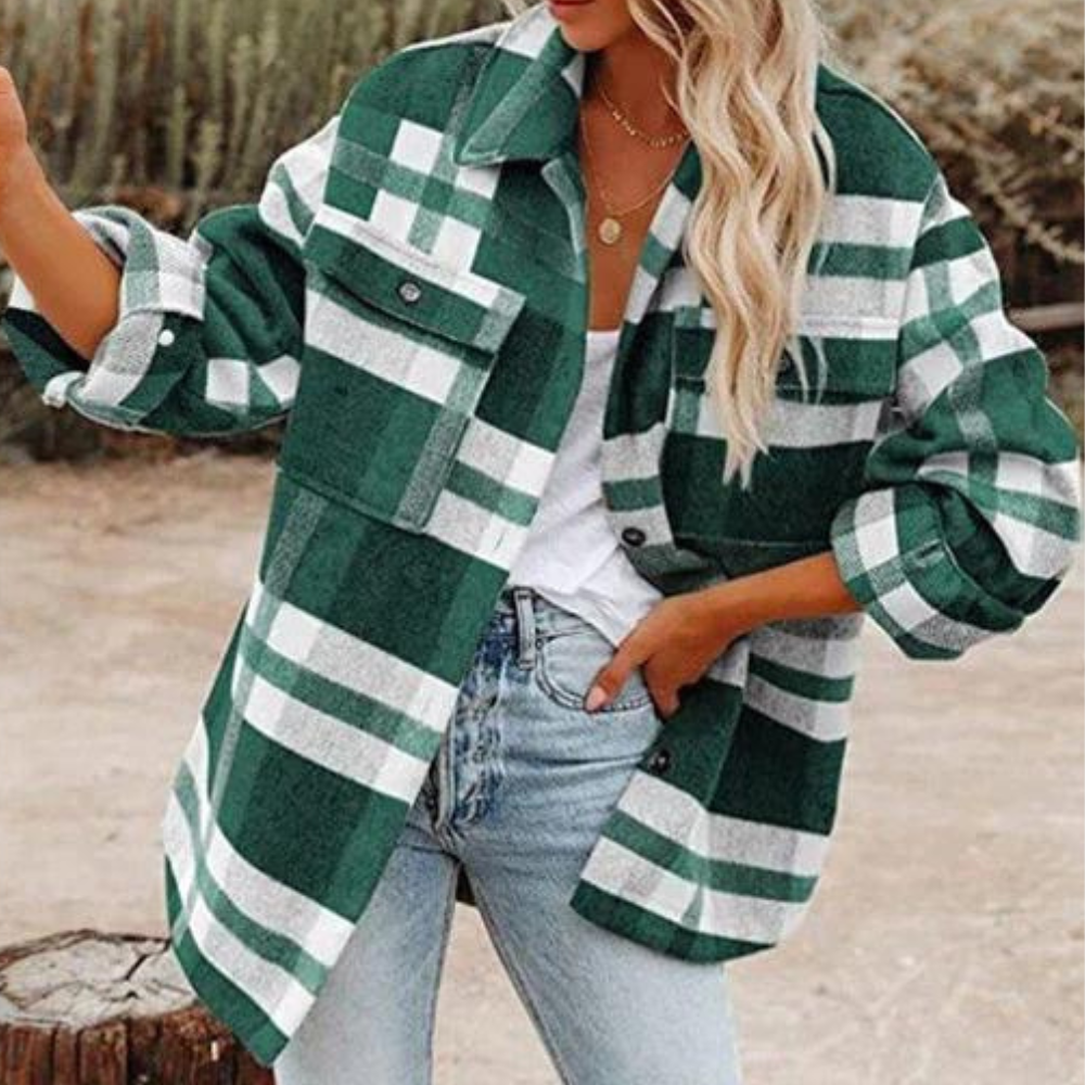 Street-wave Plaid Cozy Jacket For Women Warm Soft Comfortable Everyday Autumn Essential