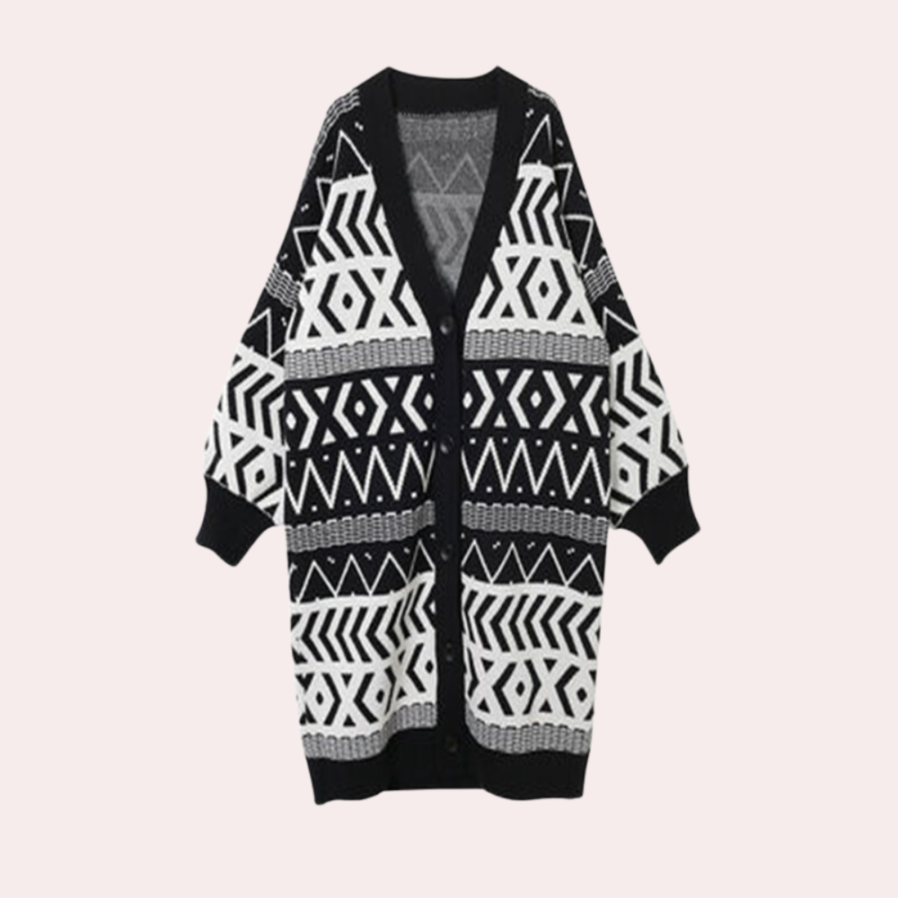 Street-Wave Geometric Long Coat For Women - Timeless Autumn Elegance And Comfort