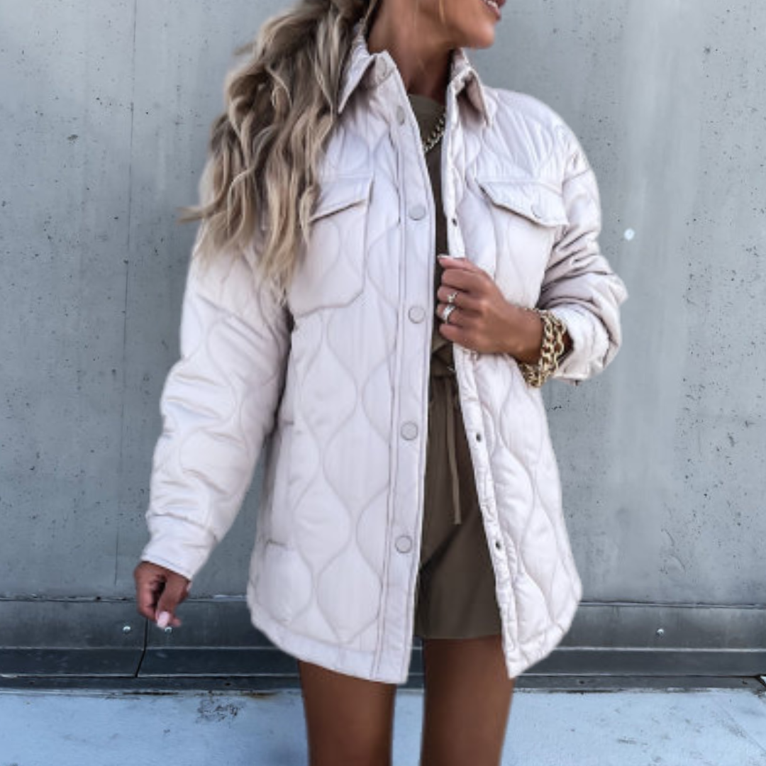 Street-wave Patchwork Quilted Jacket for Women with Elegant Collar, Chic Everyday Outerwear