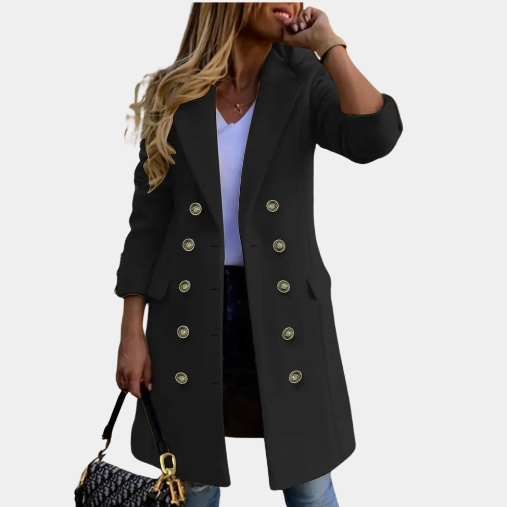 Streetwave Katriina Luxe Womens Jacket Two Row Button Front Elegant Warm Outerwear For Stylish Women