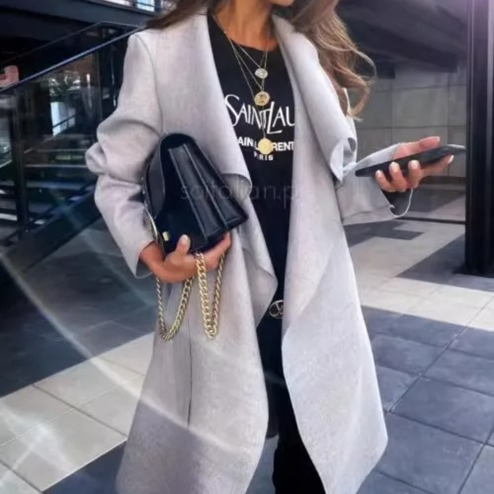 Street-wave Oversized Ruffled Coat For Women Cozy Autumn Layering Warm Cotton Blend