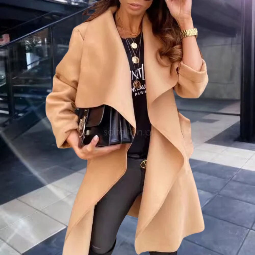 Street-wave Oversized Ruffled Coat For Women Cozy Autumn Layering Warm Cotton Blend