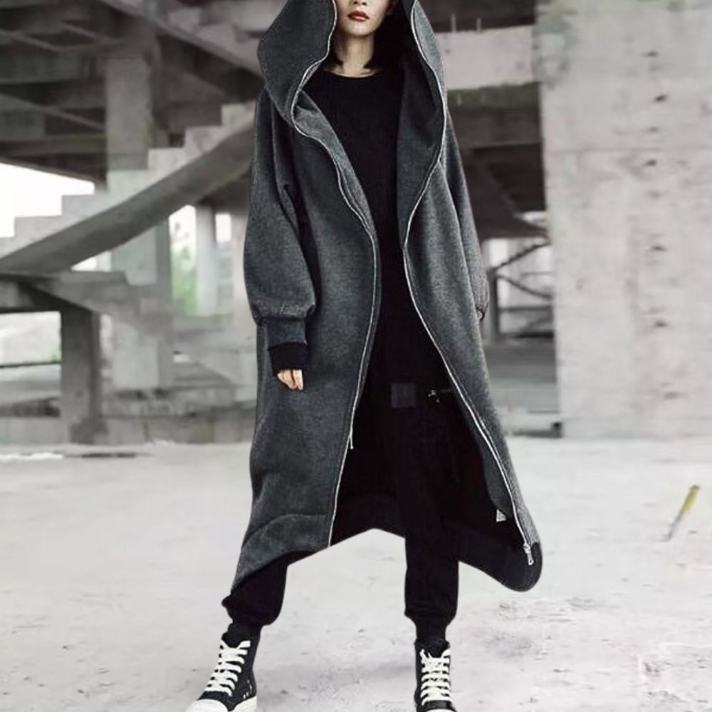 Streetwave Long Hooded Winter Coat For Women With Zip Closure And Cozy Warm Comfort