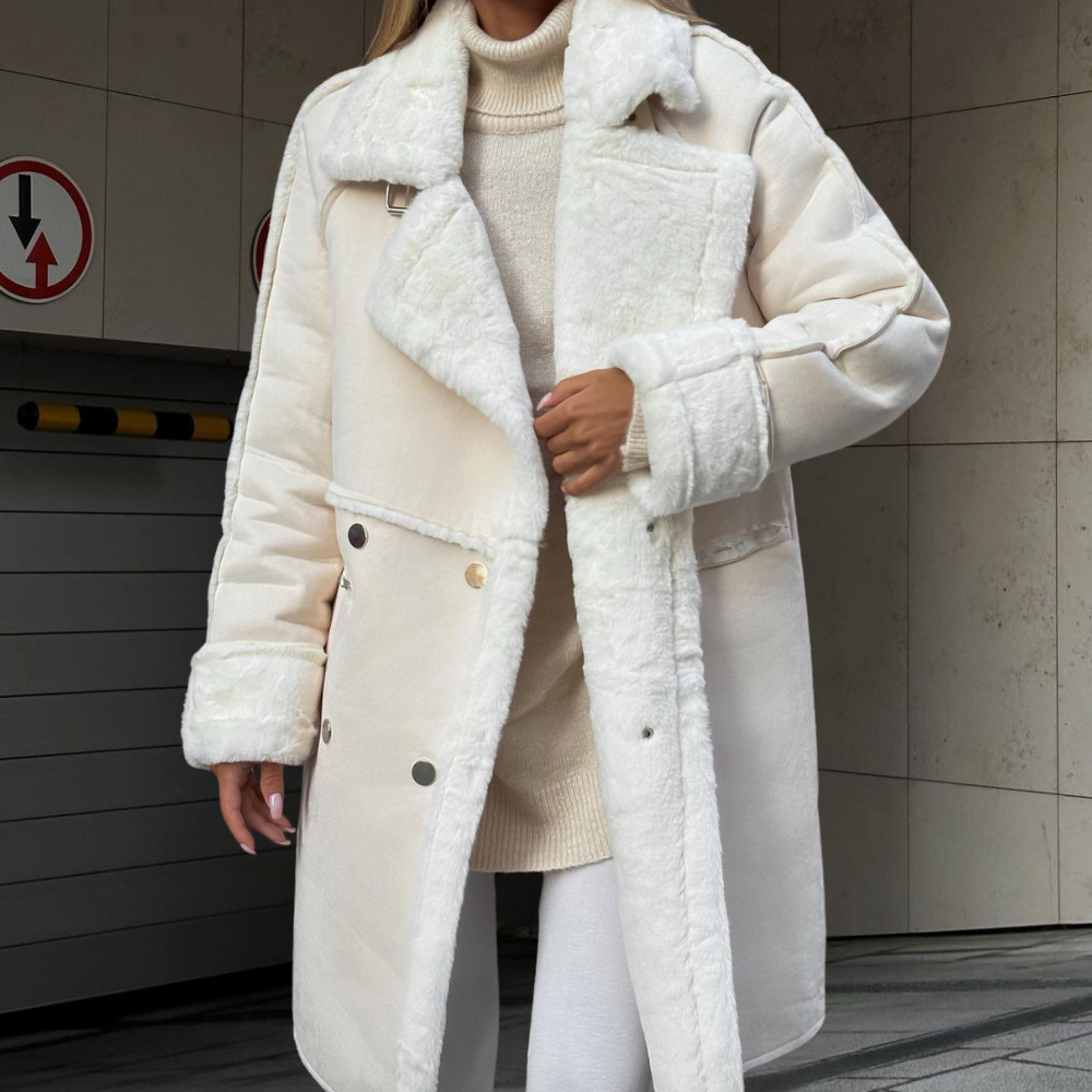 Aitana Luxe Long Plush Coat For Women Warm Faux Suede Look Elegant Winter Style Streetwave