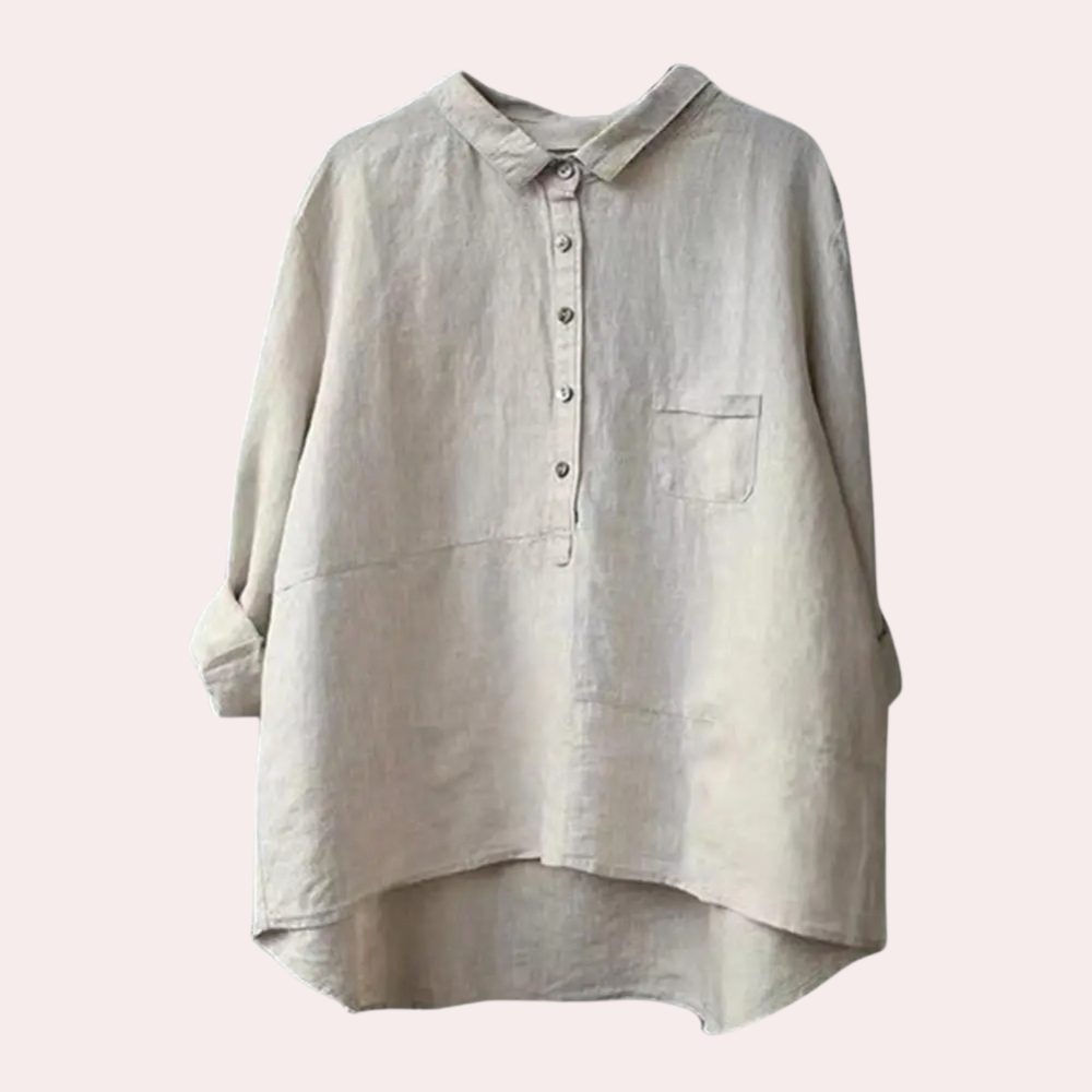 Street-Wave Womens Loose Fit Shirt Breathable Lightweight Linen Button Closure