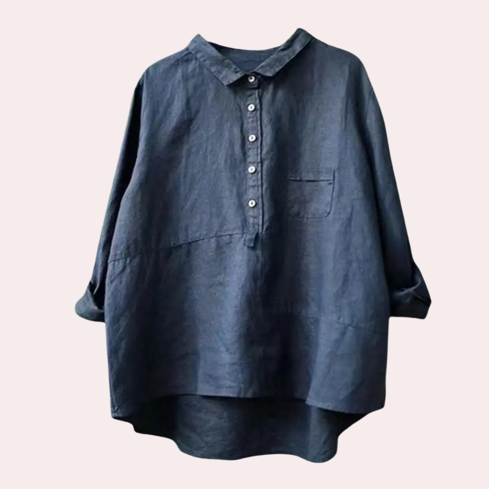 Street-Wave Womens Loose Fit Shirt Breathable Lightweight Linen Button Closure