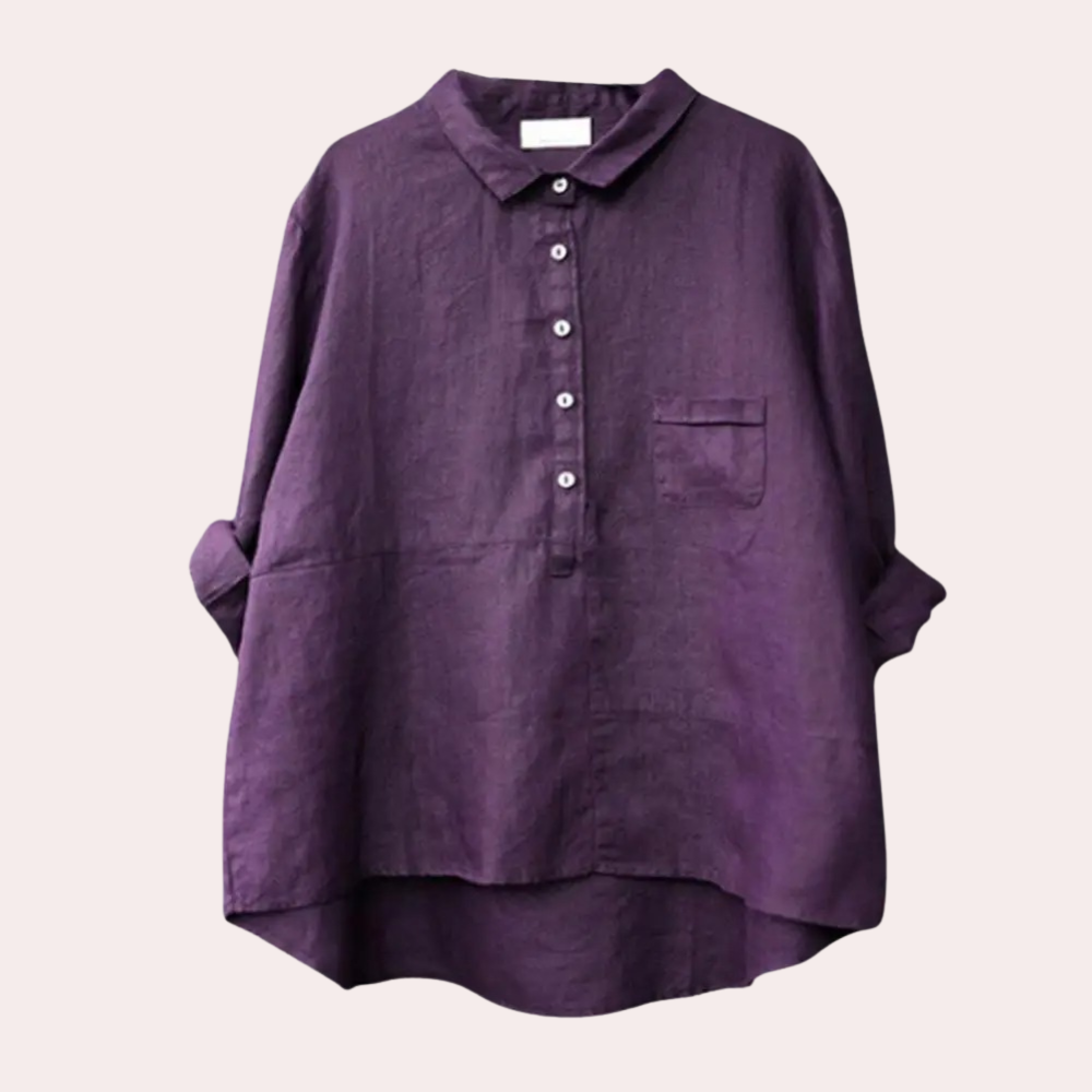 Street-Wave Womens Loose Fit Shirt Breathable Lightweight Linen Button Closure