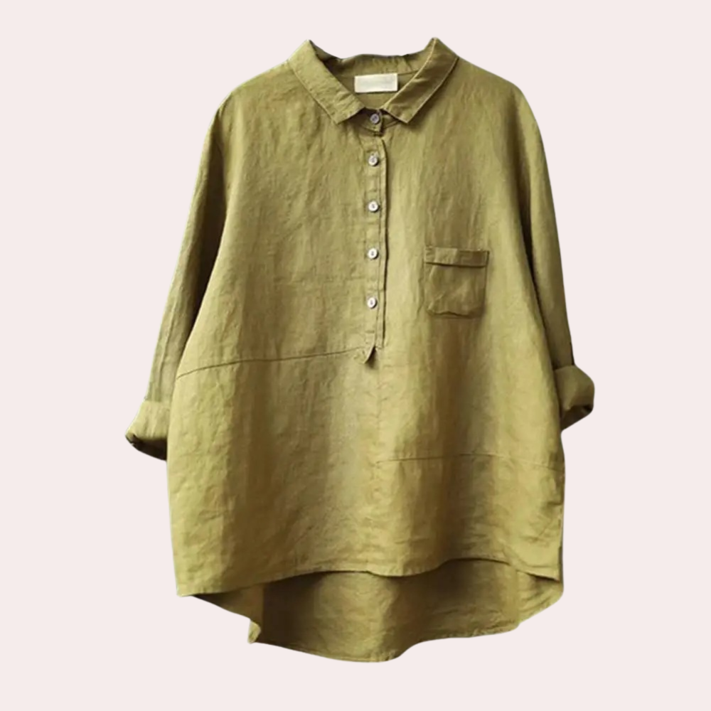Street-Wave Womens Loose Fit Shirt Breathable Lightweight Linen Button Closure