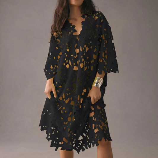 Women's Beach Dress – Lightweight Lace – Loose Fit – Knee-Length with 3/4 Sleeves - Street-Wave