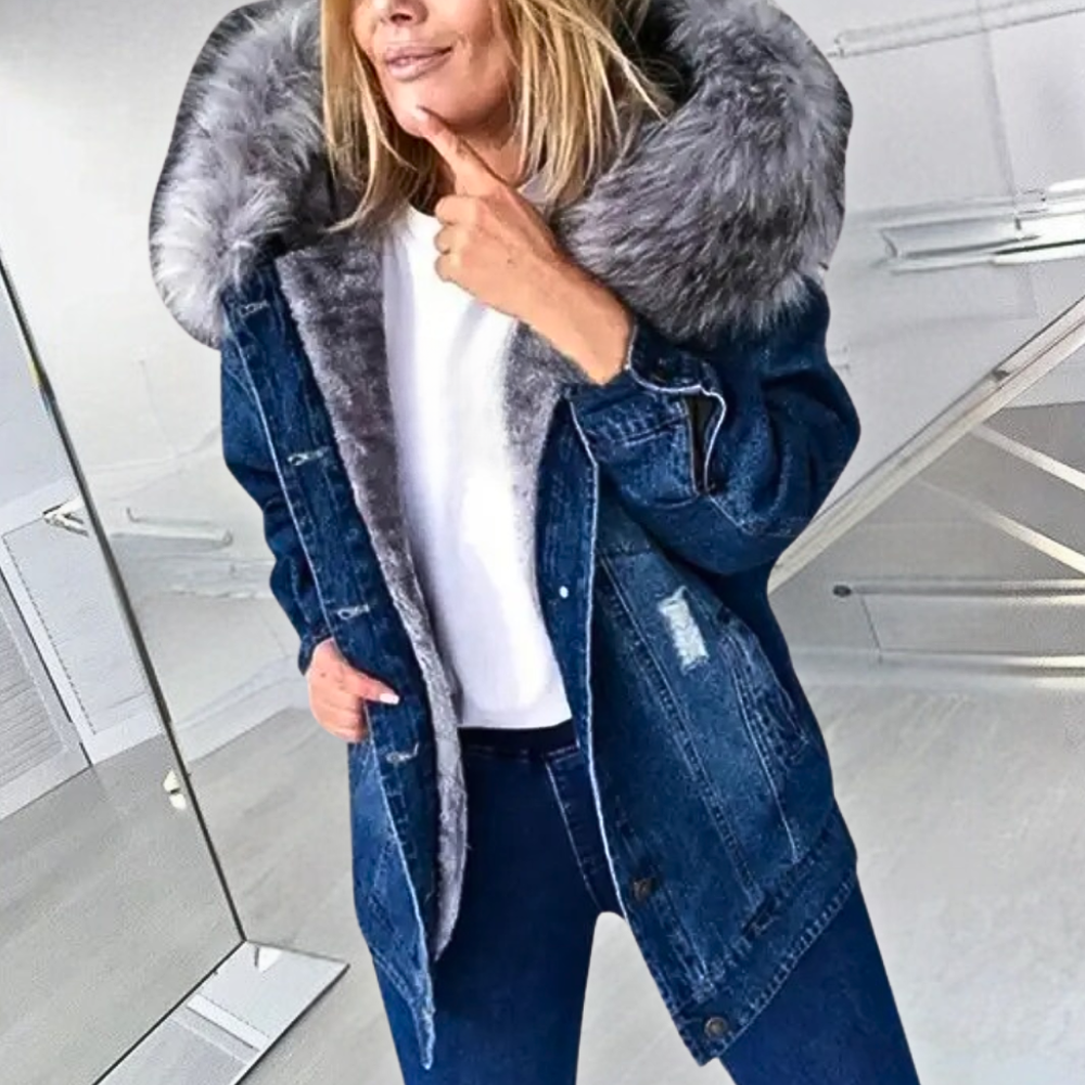 Women’s Denim Jacket Monika by StreetWave With Lux Fur Lining Cozy Versatile Outerwear for Stylish Women