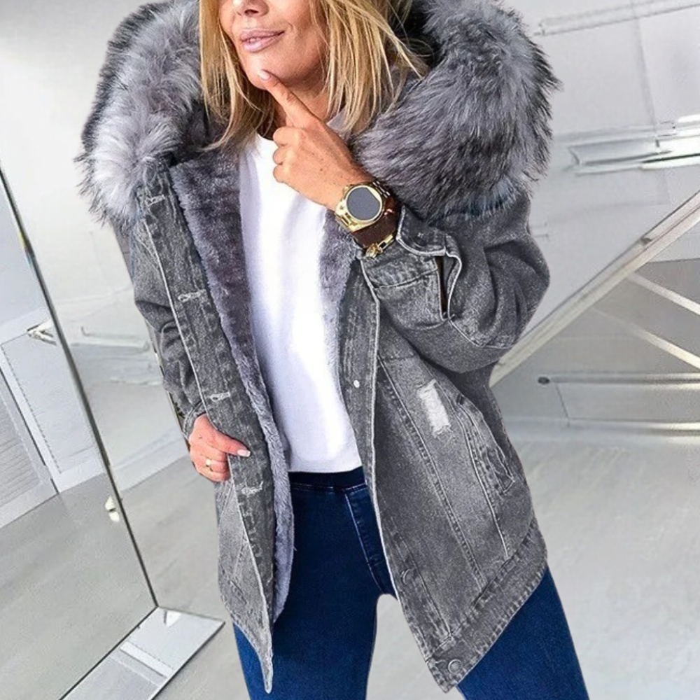 Women’s Denim Jacket Monika by StreetWave With Lux Fur Lining Cozy Versatile Outerwear for Stylish Women