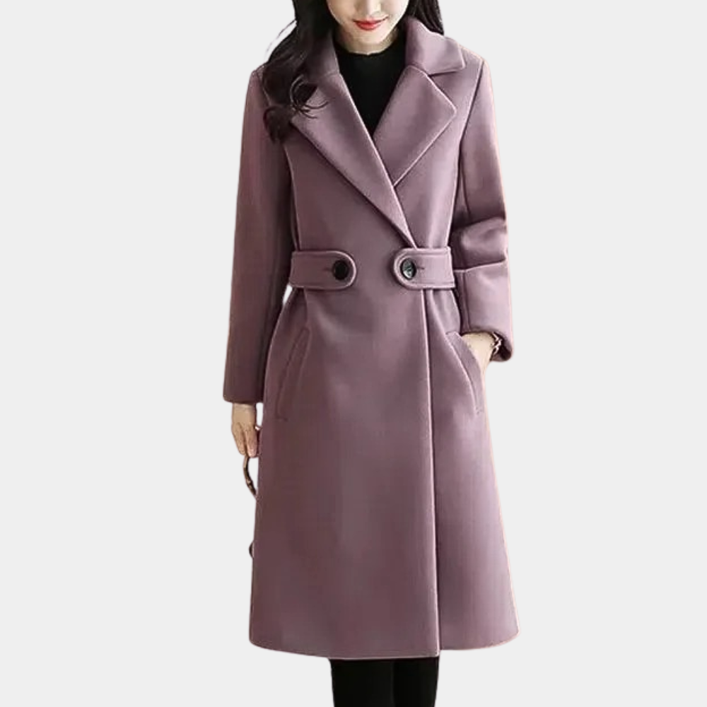 Street-wave Wool Coat For Women Double Breasted Long Tailored Overcoat Elegant Everyday Style