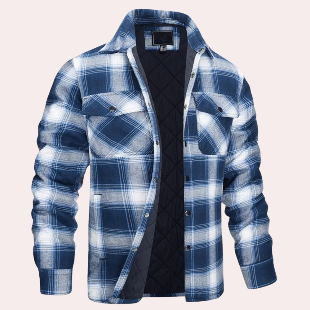 Quilted Flannel Shirt Jacket Street Wave For Men Relaxed Fit Warmth