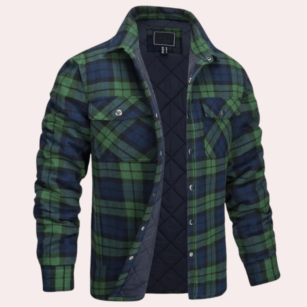 Quilted Flannel Shirt Jacket Street Wave For Men Relaxed Fit Warmth