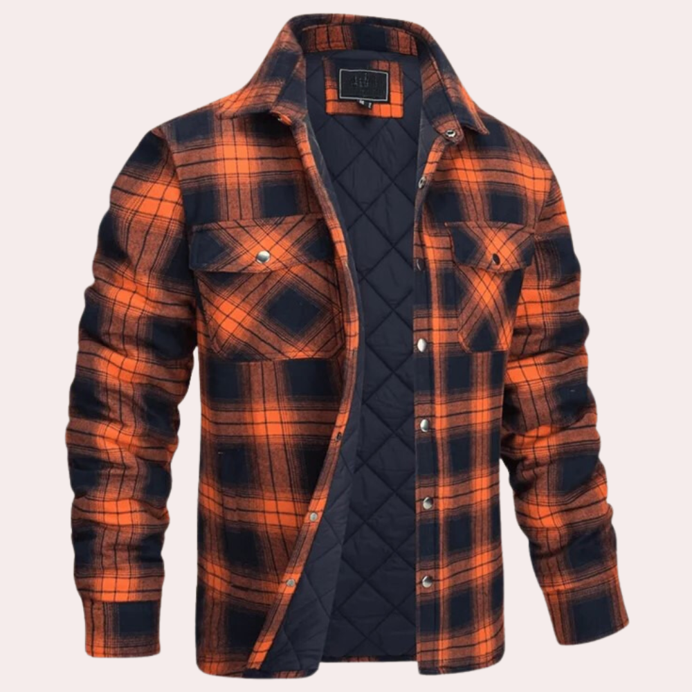 Quilted Flannel Shirt Jacket Street Wave For Men Relaxed Fit Warmth