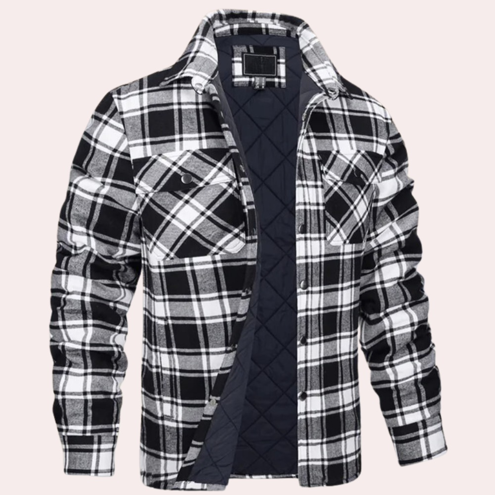 Quilted Flannel Shirt Jacket Street Wave For Men Relaxed Fit Warmth