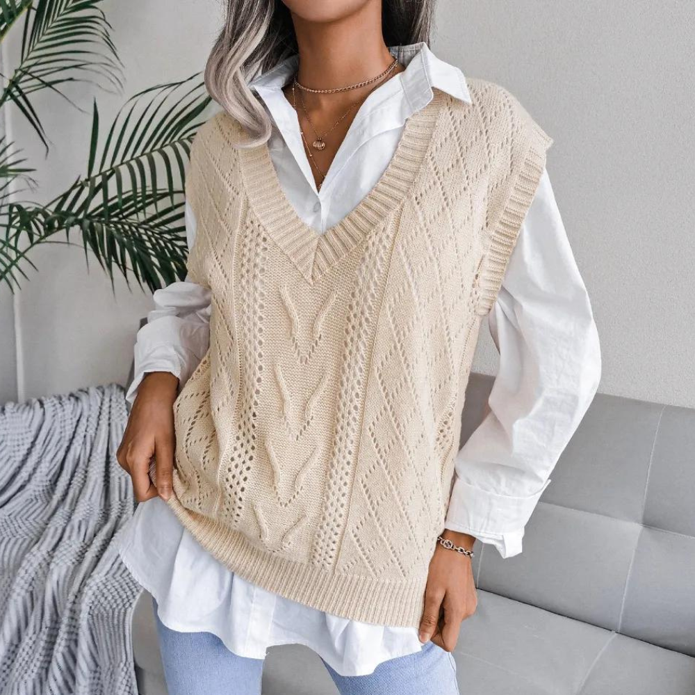 Street-wave Isabelle V-Neck Knit Vest For Women Cozy Versatile Layering Top In Soft Knit