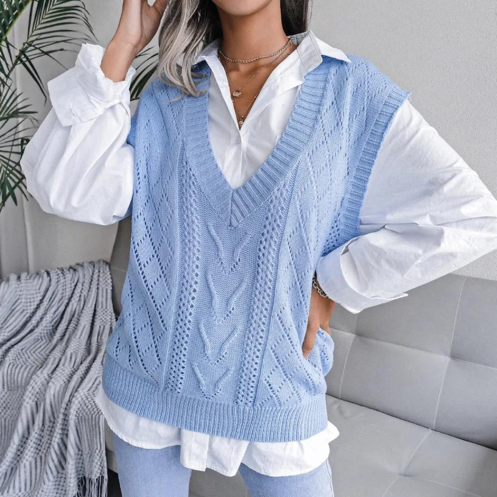 Street-wave Isabelle V-Neck Knit Vest For Women Cozy Versatile Layering Top In Soft Knit