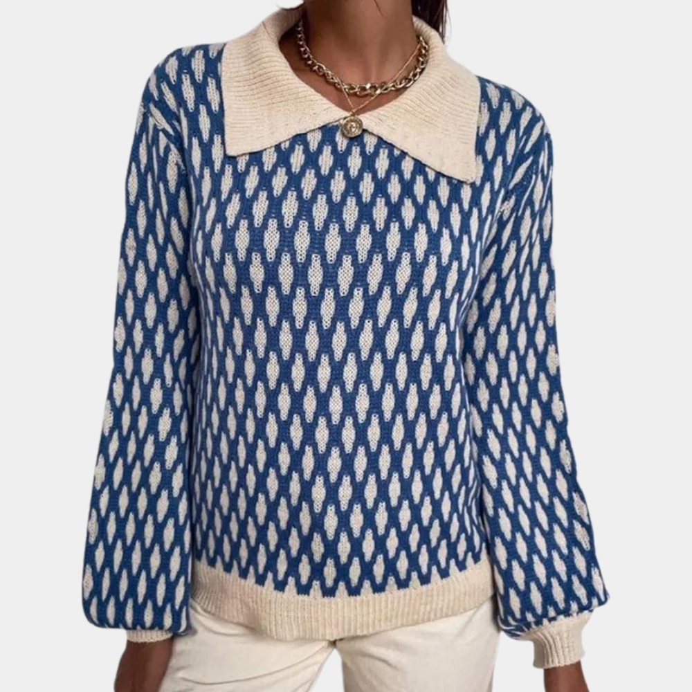 Street-Wave Womens Knit Sweater With Collar Detail Soft Cozy Knit For Women Trendy Pullover