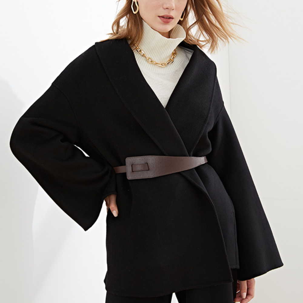 Aviva Wool Coat For Women Cozy Warm Belted Winter Outerwear Elegant Classic Premium Fit