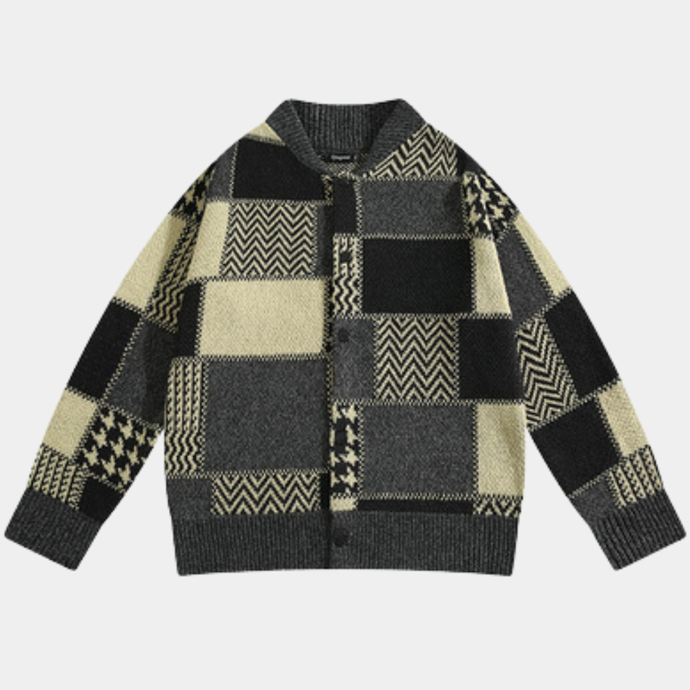 Streetwave Mens Patchwork Jacket With Houndstooth Pattern For Fashion Conscious Men All Season Comfort
