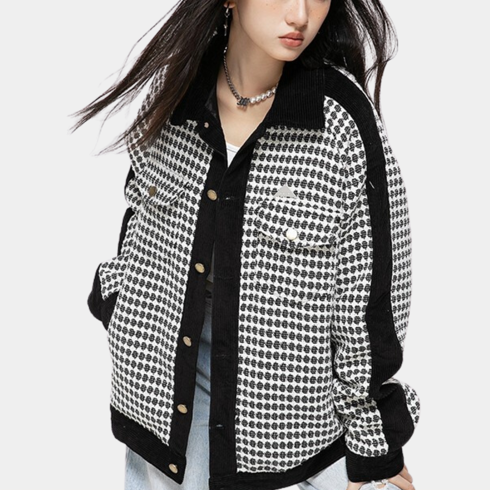 Street-wave Women's Houndstooth Jacket - Cozy Comfort, Versatile Autumn Outerwear