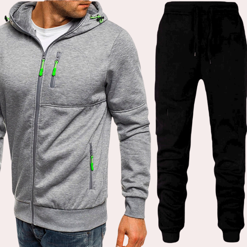 StreetWave Mens Hoodie Joggers Set Zip Front Versatile Comfort