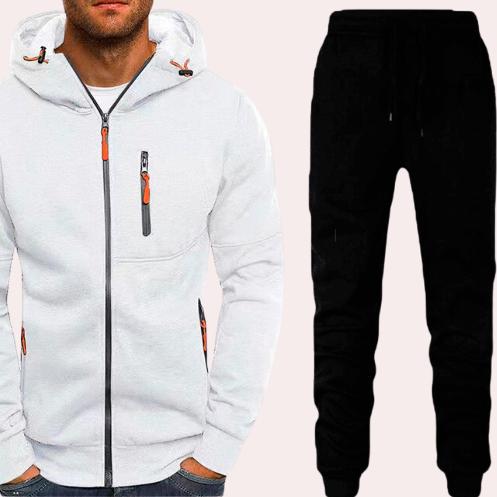 StreetWave Mens Hoodie Joggers Set Zip Front Versatile Comfort