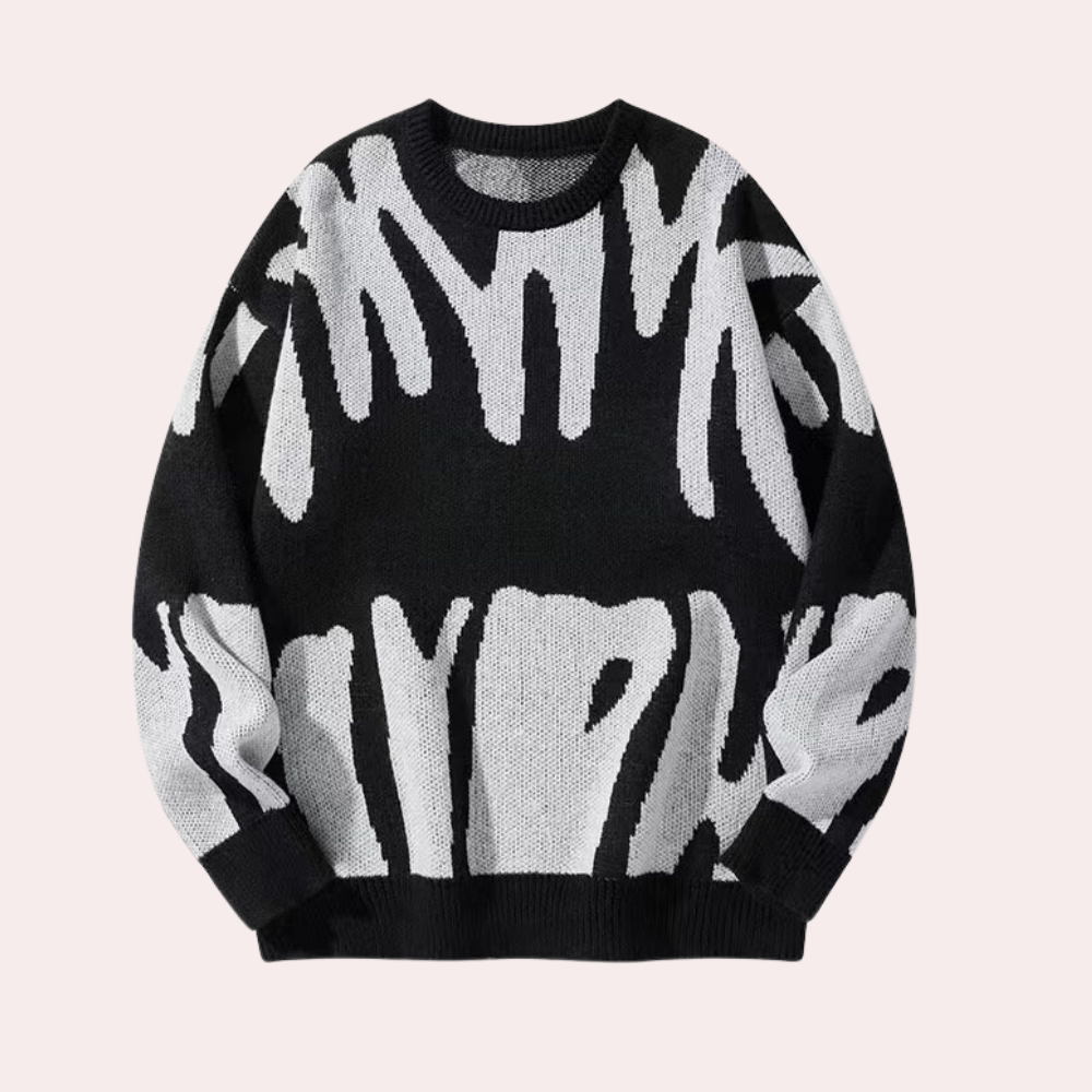 Mens Sweater Street-Wave Nordic Knit With Bold Pattern Warm