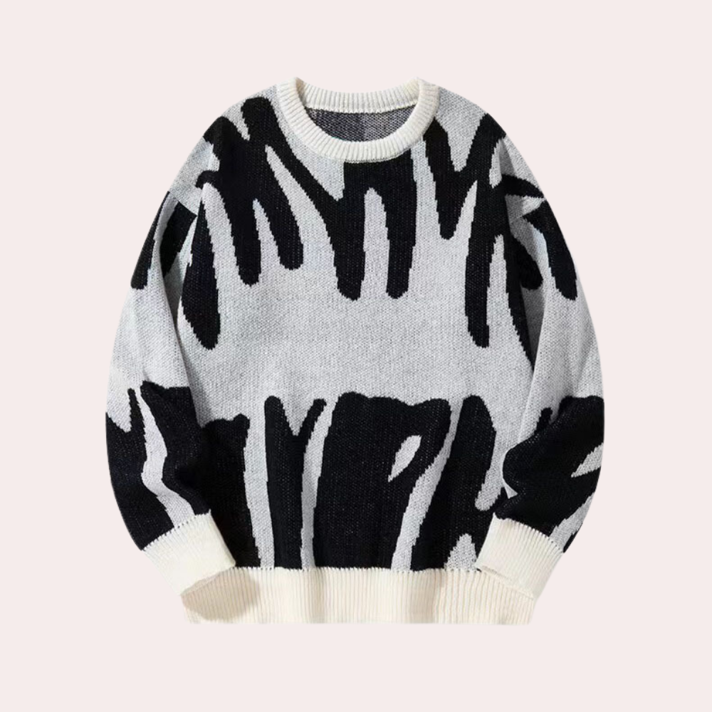 Mens Sweater Street-Wave Nordic Knit With Bold Pattern Warm