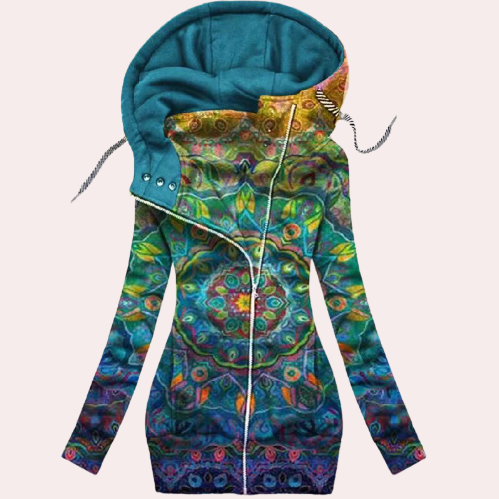 Ariela Hoodie For Women By Street Wave Soft Cotton Blend Cozy Chic Jacket With Floral Embroidery