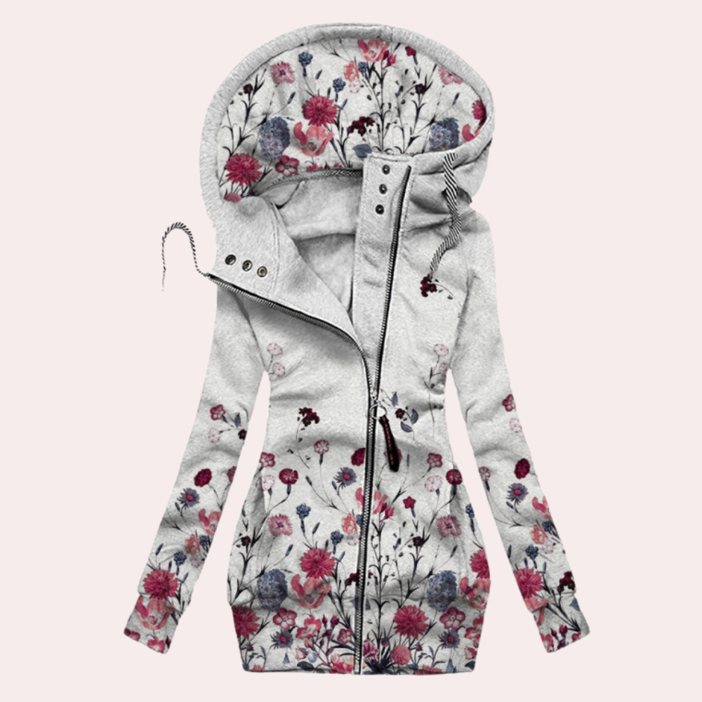 Ariela Hoodie For Women By Street Wave Soft Cotton Blend Cozy Chic Jacket With Floral Embroidery